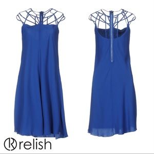 New! RELISH Abito Donna Caged Royal Blue Dress